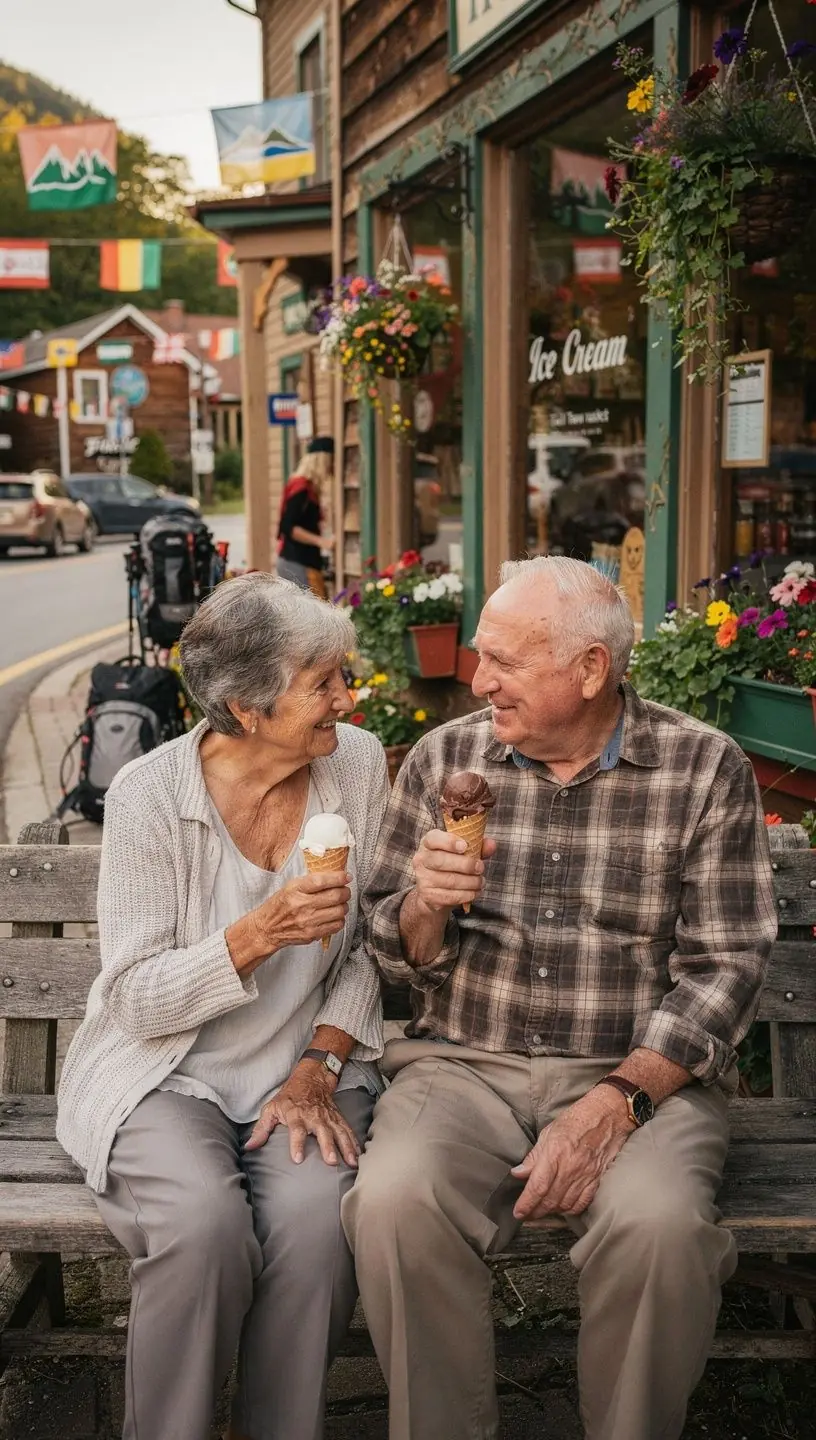 Горы на закате, окрашенные в оранжевые и розовые оттенки.