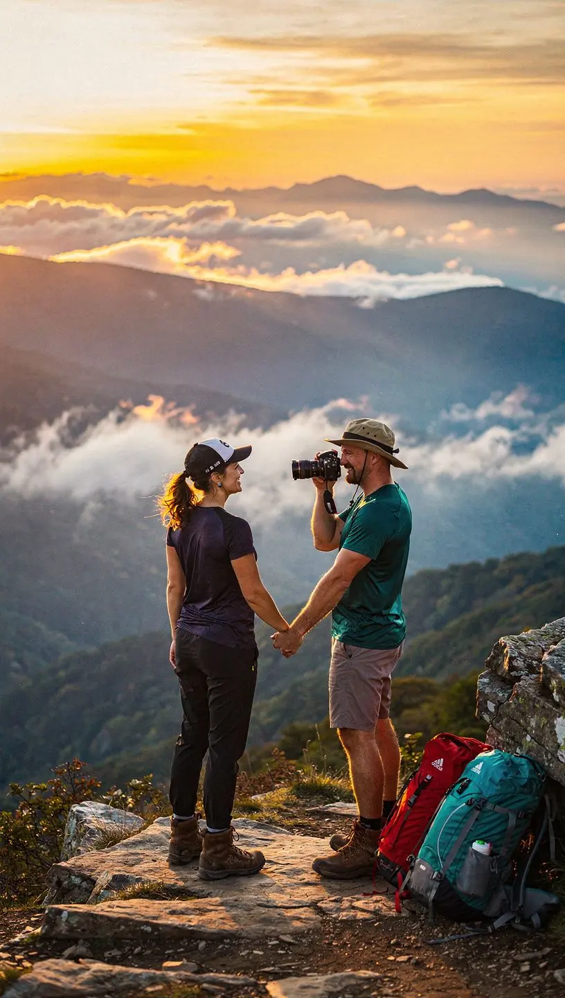 Горные пейзажи с яркими зелеными холмами и голубым небом.