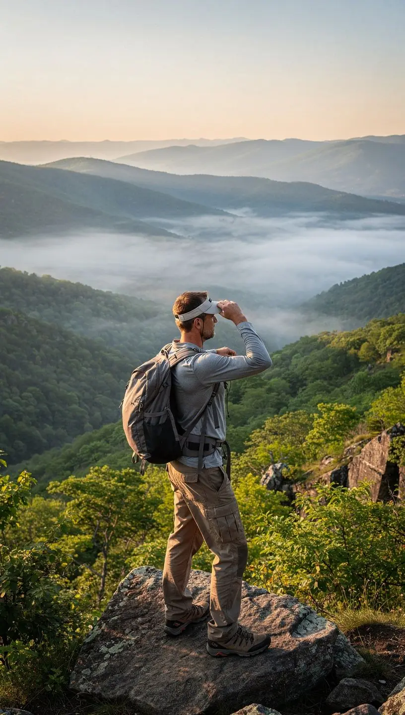 Восход солнца над горами, создающий волшебную атмосферу для похода.