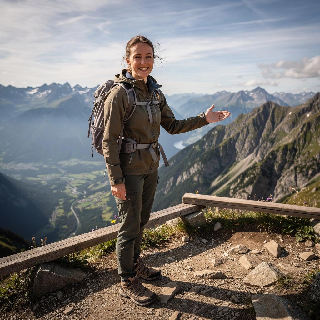 Группа туристов на вершине горы, любующихся закатом и красочными облаками.
